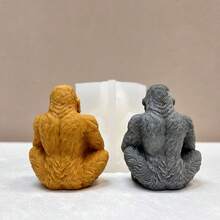 树脂硅胶模具，逼真大猩猩硅胶模具，DIY家居装饰摆件模具，适用于环氧树脂、香薰蜡烛、石膏、水泥、软陶等材料，手工硅胶模具，用于制作树脂蜡烛，工艺品材料，3D模具 - 猩猩矽膠模具 - 查看 4