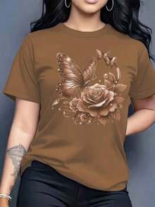 Women's Shirt 2026Y2K, Cool, Outdoor Sports, Modern Street Style, Oversize Washed 230g Fashionable Pure Cotton Vintage Washed Women's T-Shirt, Minimal - 駝色 - 查看 12
