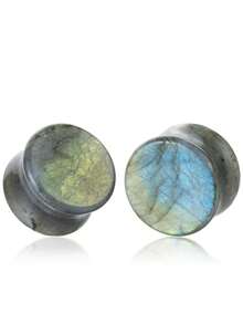 1 Pair Fashionable Bohemian Retro Rock Style Glitter Stone Ear Gauges, Unisex Piercing Jewelry Suitable For Daily Wear And Parties, Great Gift - Ear Gauge - View 10