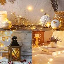 10/20/30 piezas Luces de cadena de alambre de cobre con pilas, longitud de 0.98/1.98/2.98 m, adecuadas para dormitorio, fiesta interior, boda, cumpleaños, manualidades DIY, Día de San Valentín, Pascua, decoración navideña, blanco cálido/blanco/multicolor, baterías no incluidas - Lámpara de alambre de cobre - Ver 3