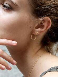 Minimalist Fine Jewelry 925 Sterling Silver 18k Gold Plated Irregular Twist Hollow Out Front Oval Stud Earring - Oval Stud Earring - View 6