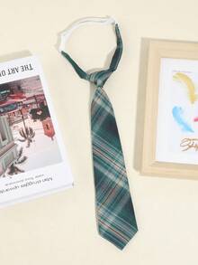 1条男女通用休闲百搭条纹格子图案领带，红/绿/粉/黑/蓝配色可选，适合学校、日常穿着、街头搭配。 - 彩色 - 查看 13