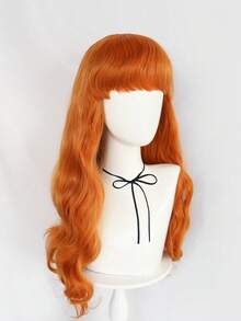 24 Inch Vibrant Orange Long Curly Wig With Bangs, Heat Resistant & DIY-Friendly, Essential For Music Festivals & Cosplay Events - Orange - View 4