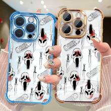 1pc Electroplated Devil/Halloween Skull Shockproof TPU Protective Case Compatible With IPhone 17 Pro Max/Air 16 Pro Max/16 Pro/16/15 Pro/15/13 Pro Max/12 Pro Max/15 Pro Max/14 Pro Max/13/12/11 And Galaxy S25 Ultra/Galaxy S24 Ultra/Galaxy S23/Galaxy S22/Galaxy S21 - 多色4 - 查看 5