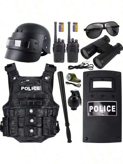 2026 New Costume Set - SWAT Costume Set - Children's Role Play Toys - Grenade - Handcuffs - Baton - COS Props - Parent-Child Interactive Toys - Birthday Gift - Easter Gift - Holiday Gift - Perfect Gift - Gift - Toy