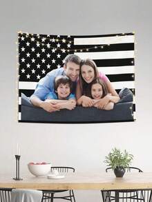1pc Customized DIY National Flag Portrait Tapestry, Creative American Flag Personalized Polyester Decorative Wall Hanging, Home, Friends, Couples Printed Tapestry, Living Room, Bedroom, Office Home Decor / Room Decor / Party Decor Wall Hanging - Multicolor - View 2