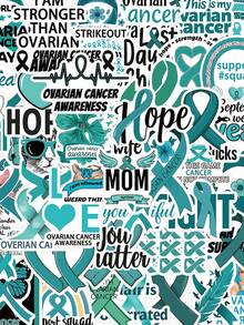 50pcs Ovarian Cancer Festival Stickers Bold Attitude Aesthetic For Journal, Phone Case, Tablet, Water Bottle, Helmet, Bike, Luggage, Waterproof Decals - Multicolor - View 3