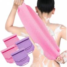1/4pcs Exfoliating Back Scrubber With Handles Nylon Back Exfoliator Extended Length Washers Scrubbers Stretchable Pull Strap Exfoliating Washcloth - Multicolor - View 9