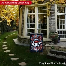 2D Flat - 2D Flat - 1pc Of 2D Garden Flag, Vibrant Linen Garden Flag For Celebrating Independence Day, Double-Sided Print, Festive Yard Flag, Small Yard Gift, Yard Decoration, Garden Decor, Measuring 11.8X17.7 Inches, Excluding Flagpole - A - 查看 3