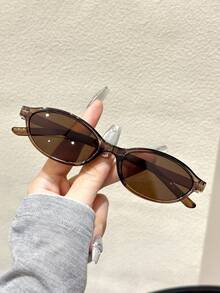 1 Pair Retro Geometric Full Frame Fashion Glasses For Women - Cold Tea - View 2