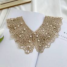 1 Piece Knitted Hollow Out Fake Collar Women Summer Korean Version Versatile Air Conditioning Room Neck Protection Decorative Vest Outerwear Knotted Scarf Suitable For Daily Home Work Wear - 淺藍色 - 查看 9