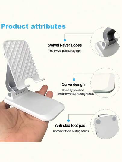 1个可折叠手机桌面支架，全方位可调节手机支架，便携式手机支架，办公桌配件，适用于所有智能手机，例如17/16/15/14/13 Pro Max/Air，家用桌面床头支架