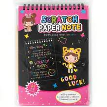 Cuaderno Scratch Art para Niños, Bloc de Dibujo Mágico Arcoíris con Lápiz de Rasgado, Juguete Creativo y Educativo para Manualidades y Entretenimiento - Rosa Roja - Ver 1