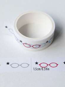 One Roll Of Korean Handmade Stationery And Drawing Tape, Featuring Star-Shaped Glasses, Polka Dots, And Black Pattern Decorations For Collage. DIY Craft Material Tape Roll, Suitable For Decorating Books And Students With Leopard Print. - Roll - View 15
