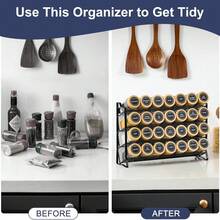 Estantería para especias de metal de 4 niveles de gran resistencia | Organizador de almacenamiento para encimera con diseño de almacenamiento vertical para ahorrar espacio, adecuado para botellas de especias, utensilios de cocina y herramientas de repostería (montable en pared, estantes ajustables) - Multicolor - Ver 8