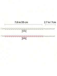 Pearl Necklace With Rhinestone Bone Decor For Dogs Cats Fashionable Pet Wedding Collar Jewelry Suitable For Girl Cats Small Dogs Accessories TZM8 - Multicolor - View 2