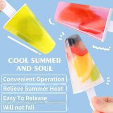 Molds,Silicone Ice  Molds, Sicle Mold Reusable Easy Release Ice  Maker,Homemade Sicle Mould With Silicone Funnel And Cleaning Brush (Red, 6 Cavities) - Red6Cavities - 查看 4