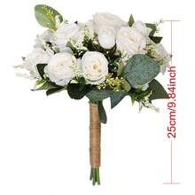 Ivory Artificial Flower Bouquet, Bridesmaid Bouquet, Wedding Ceremony, Anniversary, Dining Table Centerpiece - Multicolor - View 7