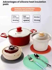 1/4/6 miếng lót cách nhiệt dạng tổ ong chất lượng cao/miếng lót nồi tròn, lót bát, chịu nhiệt và chống trượt, sử dụng đa năng cho lò vi sóng, nồi nóng, bát đĩa, mặt bàn bếp, dễ vệ sinh và chịu nhiệt. - Xem 2