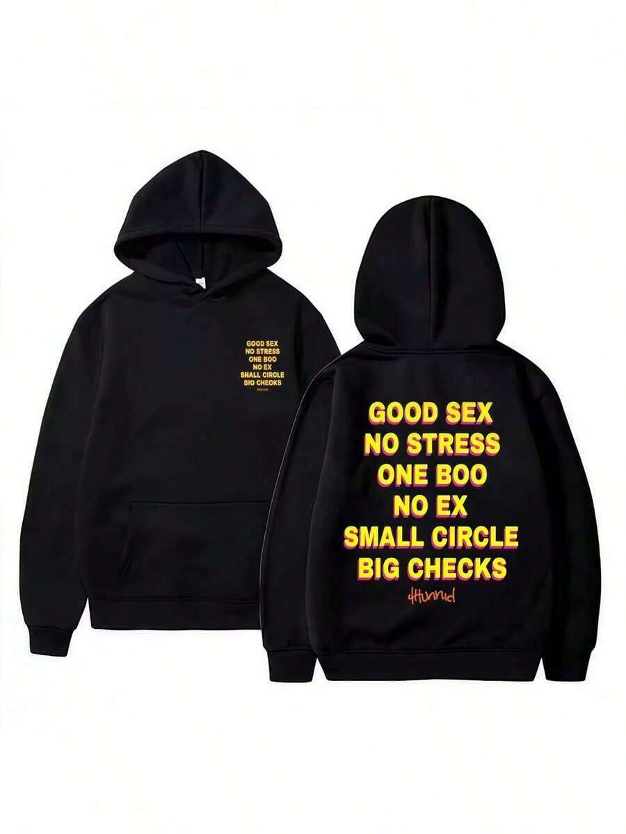 Good Sexs No Stress One Boo No Ex Small Circle Big Checks Graphic Hoodie Men Women Casual Loose Sweatshirt Male Funny Hoodies Essentials Hoodie Hoodie Women Sweatshirts Women Hoodies Men's Hoodie Sweatshirts Men Essentials Fear - màu đen - Xem 1