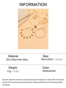 3pcs/Set Summer Sweet Cherry Pendant Bracelet, Cute Cherry Tassel Hand Jewelry Set, Fashionable Chain Bracelet Suitable For Daily Wear, Beach, Party, Date, Handmade Adjustable Length And Cherry Quantity - Multicolor - View 5