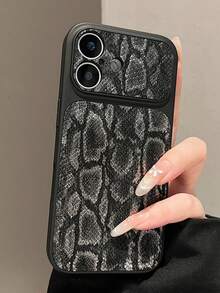 Luxury Snake Pattern Artificial Leather Camera Protection Phone Case Compatible With IPhone 17 ProMax 17 Pro 16 15 14 Pro Max Wristband Strap Soft Matte Back Cover - Black - View 6