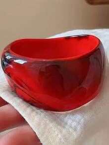 1件装设计亚克力手镯，复古夸张果冻色宽手镯，复古珠宝配饰 - 白色 - 查看 13