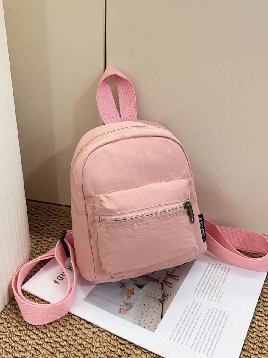 Mochila ligera y resistente al agua de nailon, mochila pequeña de moda para uso al aire desplazamientos, versátil mochila escolar para estudiantes - Rosa - Ver 1