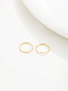 2pcs 925 Sterling Silver Twisted Nose Ring, Gold Color 8mm Hoop Earrings, 22G Piercing Jewelry - Gold - View 7