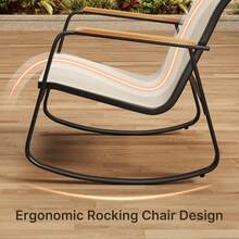 Juego de Jardín 4 Piezas Textileno Transpirable Sillas de Balanceo Mesa Vidrio Templado Mueble Exterior Resistente para Patio Terraza Clima Mexicano - Gris Claro - Ver 2