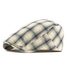 1pc 2026 Spring New Classic Plaid Beret Hat, Unisex Retro British Style Casual Newsboy Cap - Thin Tricolor Checkered Newsboy Cap - View 8