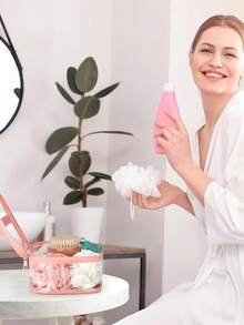 1 chiếc túi đựng mỹ phẩm vuông trong suốt dung tích lớn, túi trang điểm chống thấm nước bán chạy nhất, túi đựng dụng cụ mỹ phẩm di động, ví cầm tay du lịch, túi đựng và sắp xếp đồ dùng cho nữ. - Hồng - Xem 4