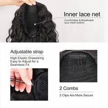 Ponytail Extension 14 Inch Synthetic Deep Wave Drawstring Ponytail For Women Short Wavy Curly Fluffy Ponytail For Daily Use - Multicolor - View 9