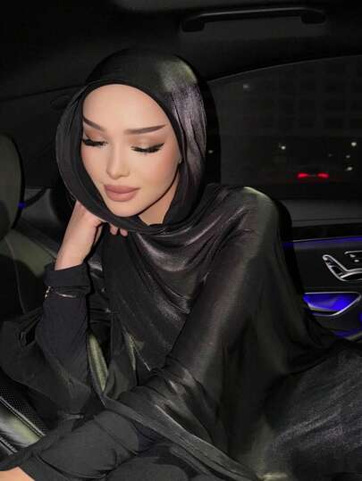قطعة واحدة وشاح رأس نسائي ناعم كالحرير أحادي اللون، وشاح طويل عربي كاجوال، لف رأس محافظ بلون سادة، مناسب للاستخدام اليومي