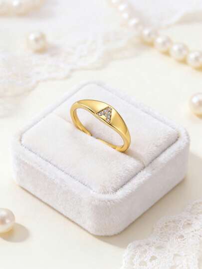 1 Piece Original 925 Sterling Silver Women Open Rings Golden Color Plated Initial A Open Ring With Pave High Quality Cubic Zirconia Inlay – Dainty Personalized Jewelry For Women, Adjustable Minimalist Band For Everyday Wear,INS European And American Style Perfect Gift For Her On Birthday, Anniversary, Or Bridesmaid Proposal