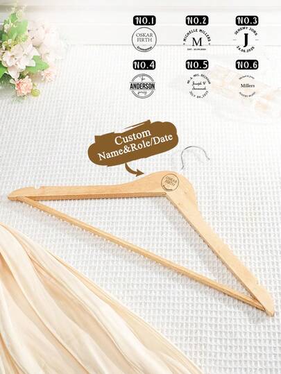 1pc Custom Name And Role Hanger, Custom Wedding Style Hanger With Name And Role, Custom Wedding Hanger, Personalized Name And Role Hanger, Personalized Hanger, Wedding Hanger For Groomsman, Groom Suit Hanger, Bridesmaid Proposal, Wedding Dress Hanger, Best Man Gifts, Wedding Decor, Wooden Hanger, Ideal For Anniversaries, Wedding Gift, Best Gift For Couples, Besties, Girlfriend, Boyfriend, Colleagues, Gift For Him/Her