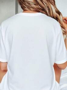 Women Round Neck T Shirt Faith Floral Print And Inspirational Quote Short Sleeve Casual Summer Wear For Everyday Outfits And Religious Events - 白色 - 查看 5