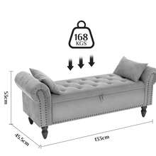 Ottoman Storage Bench,Sofa Bench,Foot Rest Stool,Velvet End Of Bed Bench,Storage Box With Lid, Entryway Bench,168 KG Load Capacity - Light Grey - View 9