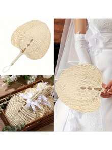 1把波西米亚风拉菲草婚礼扇，新娘伴娘手扇，春夏婚礼回礼，乡村风婚礼墙饰，结婚礼物 - 多款 - 查看 7