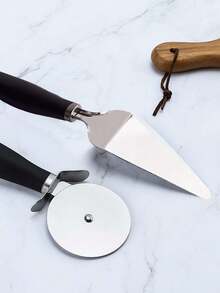 1 Set Cortador de Pizza de Acero Inoxidable y Espátula - Herramienta de Cocina Perfecta para Hornear y Cortar Pizza, Regalos para el Día de la Madre, Artículos para Mamá, Suministros de Repostería - Blanco y Negro - Ver 5