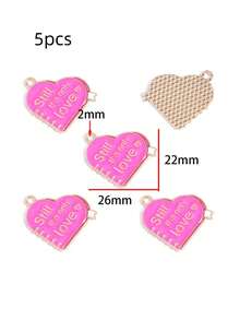 5件情人节粉色心形饰品配件，DIY手链、钥匙扣、项链吊坠，合金滴油吊坠 - 滴油情人節 - 查看 23