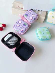 Shockproof Strawberry Element 1pc EVA Material Fruit Print Earphone Storage Bag Suitable For Bluetooth Earphones Cables Mini Chargers Coin Purse Square Storage Box Spring Gift - Multicolor - View 4