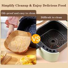 50/100/300片装方形空气炸锅衬垫，不粘防油烘焙纸，易于清洁，厨房配件 - 彩色 - 查看 6