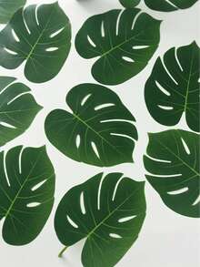 20/10/1片人造热带棕榈叶装饰，棕榈叶龟壳叶 - 丛林海滩主题，夏季派对桌面装饰，无需电源，鲜艳的绿色和黄色设计，适合户外/室内派对、海滩主题装饰、派对桌面装饰，外观自然 - A - 查看 6