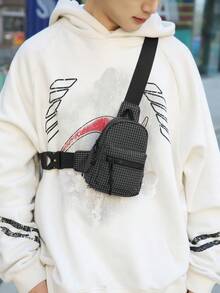 TIANDINGYU 时尚胸包，男女通用，简约小包，酷炫格纹手机袋，休闲街头风迷你腰包，运动骑行手机零钱包，节日礼物 - 彩色 - 查看 5