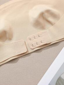 女士无肩带无缝前扣无钢圈防滑性感抹胸吊带文胸，隐形无钢圈半罩杯连体内衣 - 杏色 - 查看 9