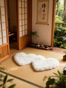 1件粉色心形裝飾地毯，裝飾地毯，臥室裝飾，地板墊，地毯，家居裝飾，客廳地毯，客廳小地毯，臥室地毯，客廳家居裝飾，戶外地毯，可水洗地毯 - 白色 - 查看 5