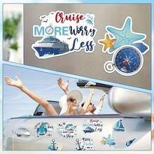 12pcs Cruise Ship Door Magnets, Nautical Theme Boat & Car Refrigerator Magnet Stickers, Anchor Pattern Cruise Cabin Fridge Magnetic Decor, Suitable For Carnival Cruise Party - 12Pcs - View 2