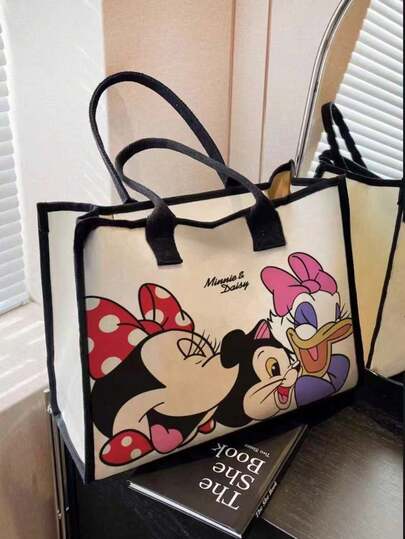 Disney Stitch 3D Printed Student School Bag, Portable Shoulder Canvas Bag, Travel Satchel For Boys & Girls, Anime Kawaii Cartoon Back To School Bag, Unisex Casual Shoulder Bag For Short Trips