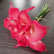 1/4/10支装人造马蹄莲花束，仿真花，适用于派对、花园、客厅、卧室、书桌、办公室装饰、春/冬装饰、圣诞节、中国新年、冬季装饰，人造花（粉色） - 粉色 - 查看 9